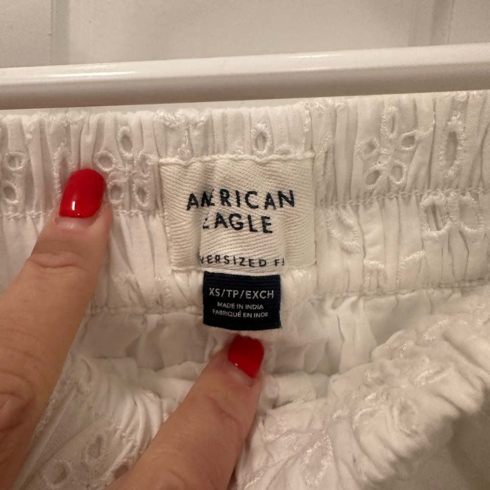 American Eagle White Eyelet Button-Up Blouse - image 5